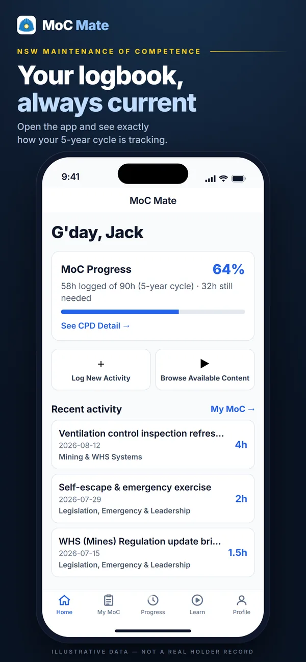 MoC Mate home screen